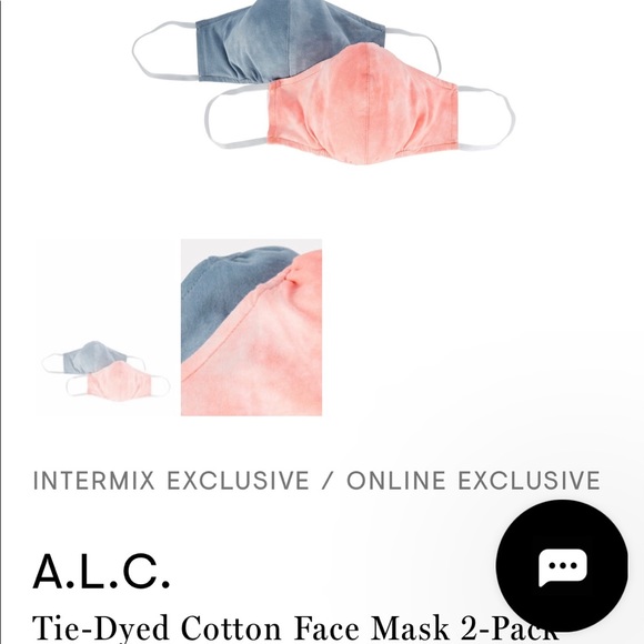 A.L.C. Tie-Dyed Cotton Face Mask 2-Pack, NEW - Picture 5 of 5